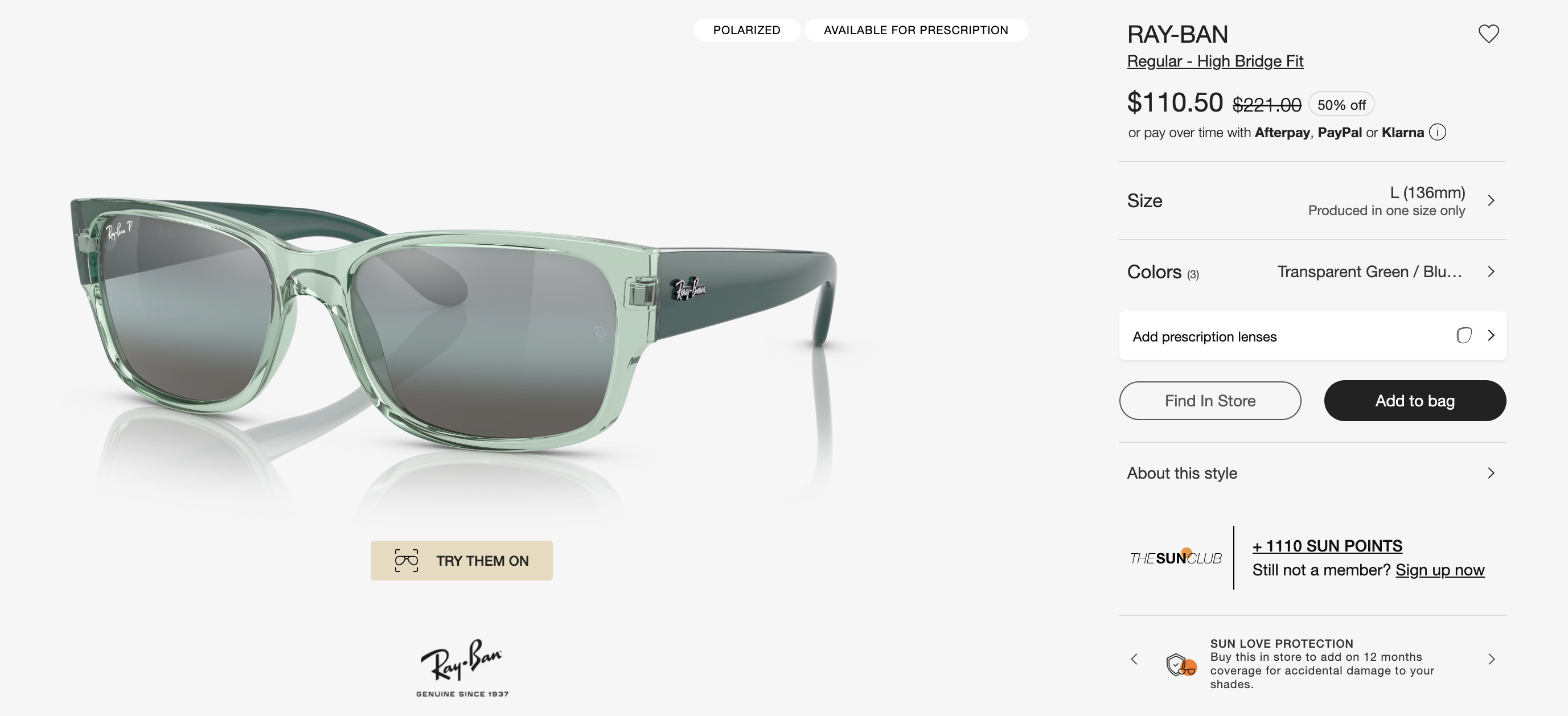 RAY BAN • Gafas / Lentes de Solen Promoción Online